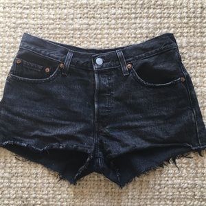 Levi’s dark grey denim cutoffs